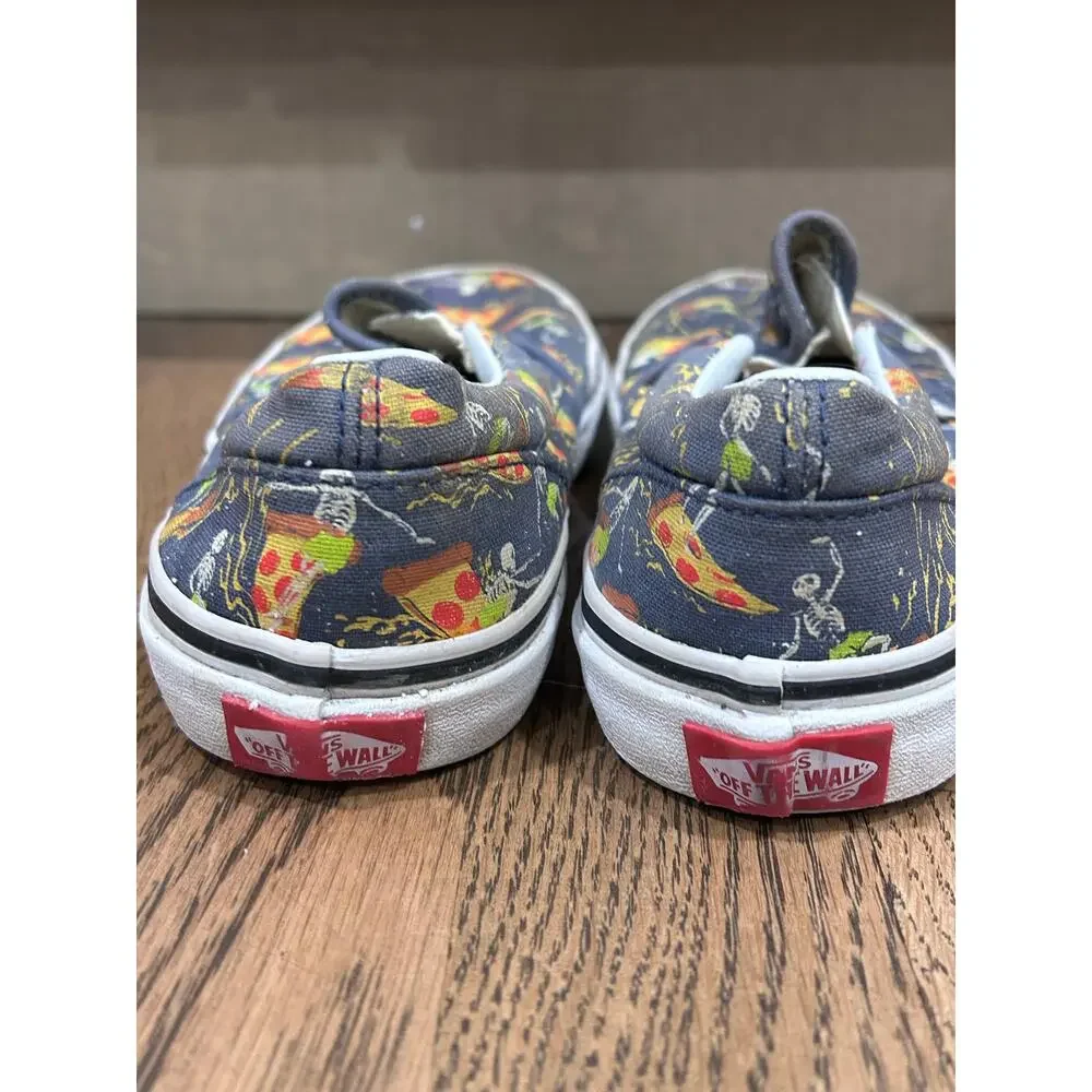 Vans Classic SlipOn Pizza Surf Vintage Indigo Skeleton Shoe Youth Sz 3 Halloween